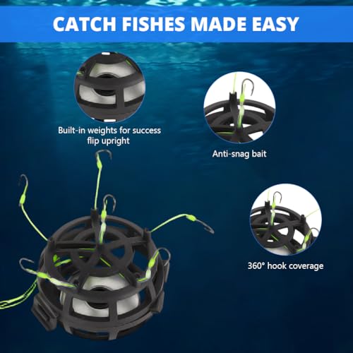 Image of PROBEROS Fishing Hook Feeder 2pcs Automatic Flip-Up Bait Cage Rig