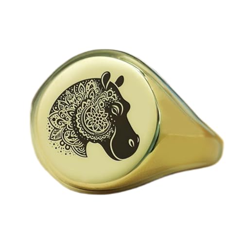 Bague hippopotame en argent plaqué or, chevalière style vintage pour vos sorties