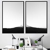2 Piece Framed Canvas Wall Art Black and White Mountains Canvas Prints Home Artwork Decoration for Living Room,Bedroom - 16