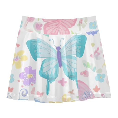 Pastel Butterflies Flowers Girls' Shorts Athletic Skorts Tennis Skirts Toddler Pleated Butterfly 3t2