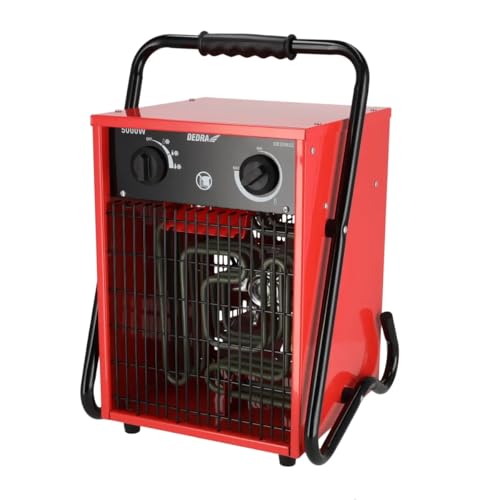 Heizlüfter Dedra 5 kW, elektrisch, 400 V, quadratisch, rot, für Räume bis 50 m²