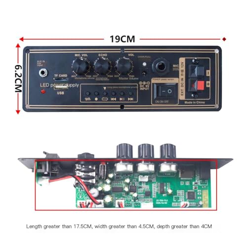 Placa Amplificadora Bluetooth 5.3 Jnchdghwa de 12V con Entrada AUX y USB 6