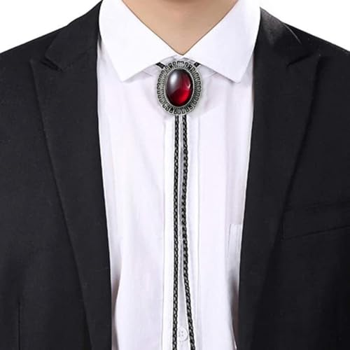 Image of AZORA Western Cowboy Bolo Tie Men Leather Necktie Leather Cord Turquoise Stone Bolo Ties for Men Women