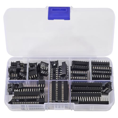 66PCS DIP IC Sockets Adaptor Solder Type Socket Kit 6 8 14 16 18 20 24 28 Pin DIP6 DIP8 DIP14 IC Connector 2.54mm Pitch