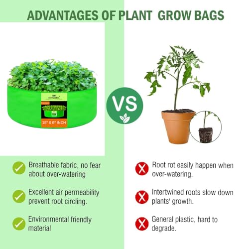 Image of Kingwell Grow Bag 15x6 inch Pack of 2 For Terrace Garden Leafy Vegetable Plant Grow Bags Fruits Growing Containers For terrece Gardening