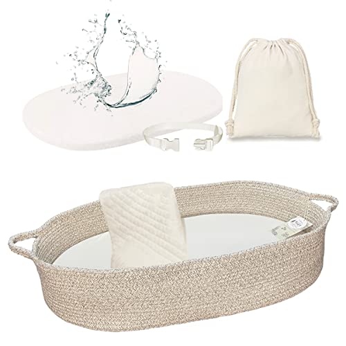 Baby Changing Basket - Thick Foam Pad With Wipeable Water-Resistant Pad Cover, Security Strap, Moses Basket Changing Table Topper Changing Pad #TOP3