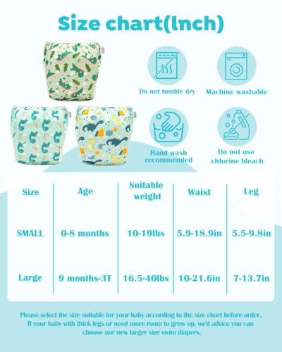 Image of ALVABABY Swim Diapers 3pcs Baby & Toddler Snap One Size Reusable Adjustable Baby Boys' Swim Diapers for Swimming Lessons 3SWY78