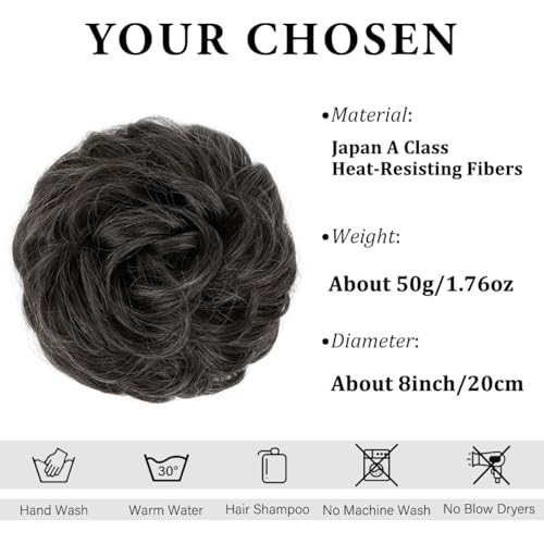 image for CJL HAIR Large Messy Bun Hair Piece Wavy Curly Scrunchies Synthetic Ch