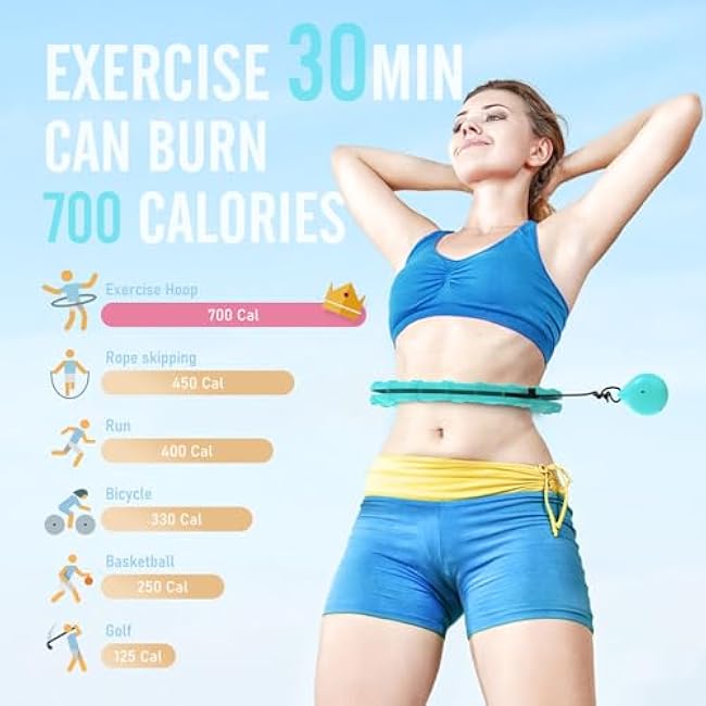 JKSHMYT Smart Weighted Fit Hoop Plus Size for Adults Weight Loss, Hula Circle-2 in 1 Infinity Fitness Hoop, 24 Links Detachable & Size Adjustable, with Waist Trainer for Women