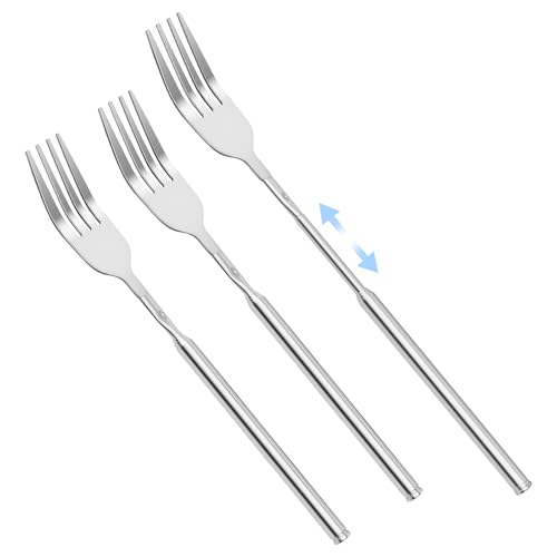 3 PCS Extendable Fork, Prank Long Telescopic Forks, Expandable 8.7-25.4"