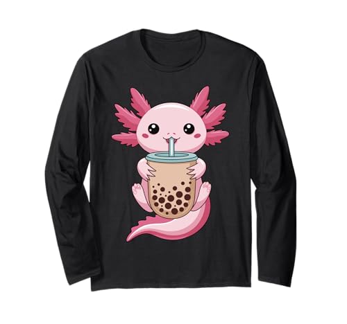 Axolotl Bubble Boba Tea Anime Lindo Kawaii Axolotl Para Niños Manga Larga
