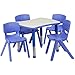 Flash Furniture 21.875'W x 26.625'L Rectangular Blue Plastic Height Adjustable Activity Table Set with 4 Chairs