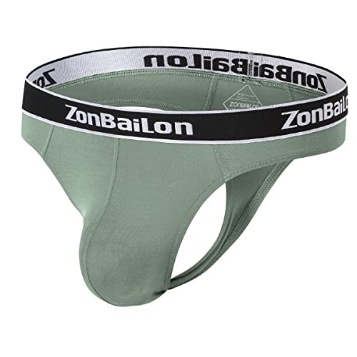 ZUOLAIYIN String sexy en bambou pour homme avec dos en T pour homme - Grande poche - Bleu rouge gris vert - M L XL XXL, Vert (8196), M Cover