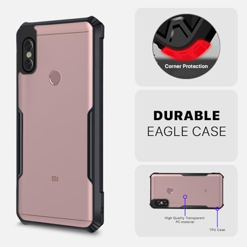 Image of Outlouders Back Cover for Redmi Note 5 Pro | Ultra Hybrid Transparent | Full Camera Protection | Raised Edge | Crystal Clear Bumper Case (Black)