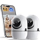 GBIUT AI Überwachungskamera Innen, 2K Heimkamera mit Notfallalarmen, Bewegungserkennung, Zwei-Wege-Audio, Nachtsicht - Perfekt für Haustiere, Kinder, Senioren & Allein leben