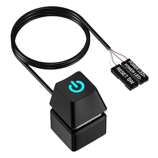 Computer Power Switch, PC Power Button External, Computer Desktop Switch with LED Light, 1.8 m Extension Cable, Replacement of PC (Black)