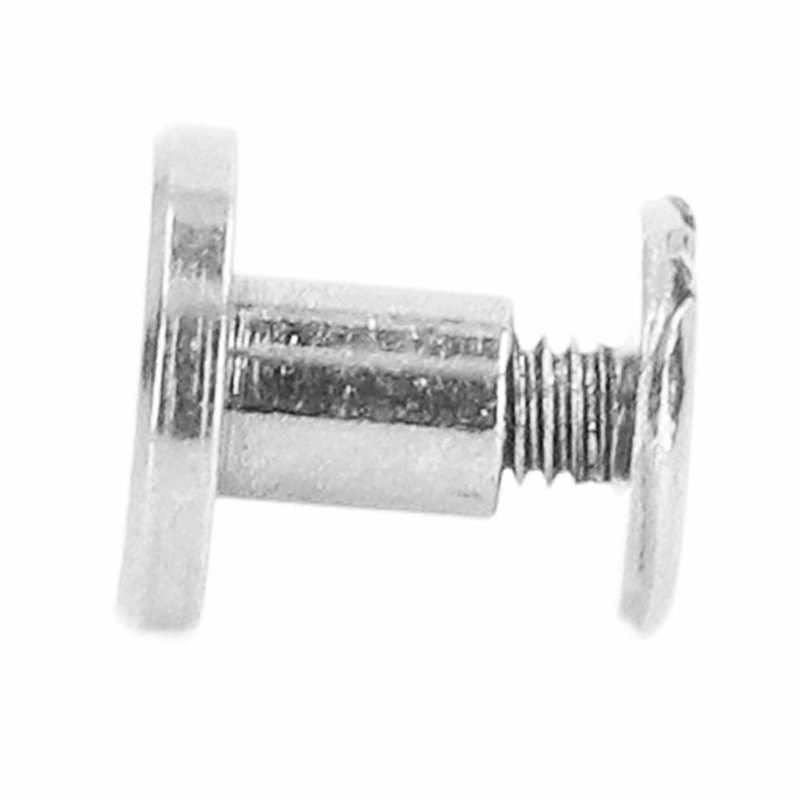 100 Sets Metal Chicago Binding Screws Electroplated Brass Arc Surface Round Flat Head Leather Rivets Screws stainless steel - (Color: Silver)