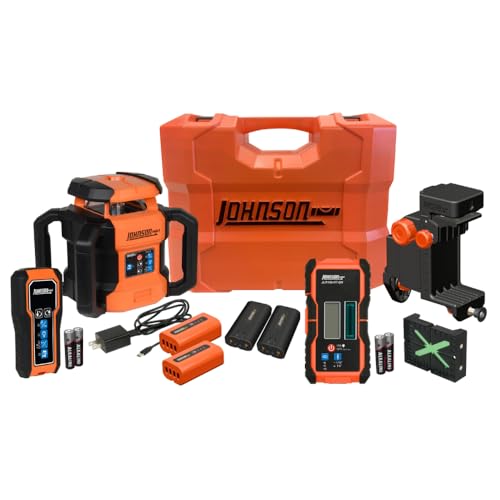 Image of Johnson Level & Tool JRT300-GNHV-K Self-Leveling Dual Slope Rotary Laser Kit with GreenBrite Technology, 4,000FT Range, Lithium Ion Batteries, Magnetic Target, Laser Detector, Remote Control
