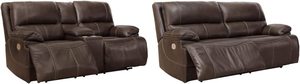 Signature Design by Ashley Ricmen Leather Adjutable Power Reclining Loveseat, Dark Brown Ricmen Leather 2 Seat Adjustable Power Reclining Sofa with USB Charging, Dark Brown Signature Design by Ashley Ricmen Leather Adjutable Power Reclining Loveseat, Dark Brown Ricmen Leather 2 Seat Adjustable Power Reclining Sofa with USB Charging, Dark Brown