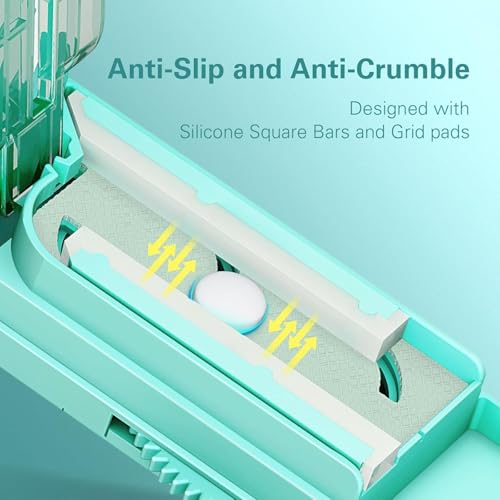 Image of ONE PIX Multiple Pill Cutter Splitter for Small and Tiny Pills, Accurate 1 /2 Tablet Splitter with Adjustable Bars & Hidden Blade, Safely Cuts Large Medication for Seniors & Pets, Cyan