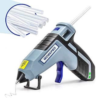 WORKPRO Cordless Hot Glue Gun, Fast Preheating Glue Gun Kit with 20 Pcs