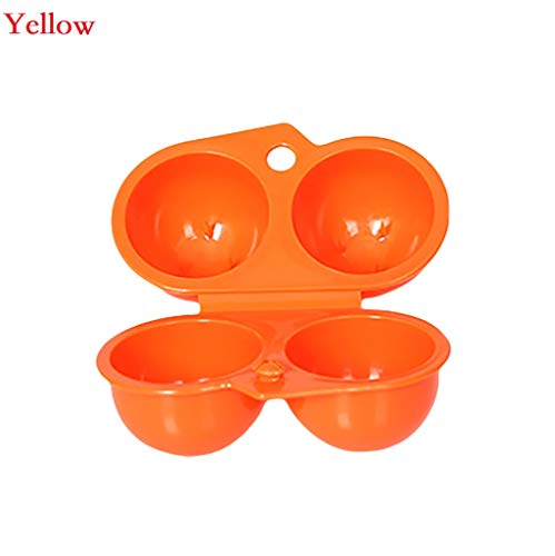 Portable Eggs Holder Plastic Eggs Carrier Storage Box with Lid - Egg Protector Boiled Egg Storage Container for Travel Backpack - Outdoor Picnic Hiking Camping Eggs Storage Organizer (Yellow)