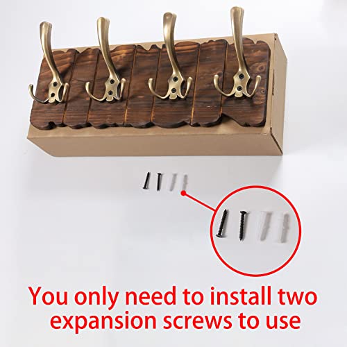 Sfycc Coat Hook, Hook Rack, Wall Hook Rack, 4 Tri Hooks, Metal Clothes Hook, Rustic Coat Rack For Entryway Bathroom Bedroom Kitchen(1-Pack) #TOP6