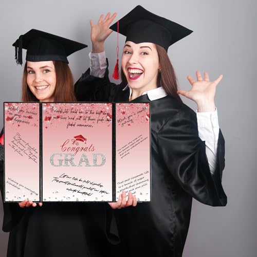Image of Crenics Black and Red Graduation Decorations Class of 2026, Creative Graduation Guest Sign in Book Alternative, Congrats Grad Signature Book 18 inch x 12 inch, Awesome Graduation Gift or Keepsake
