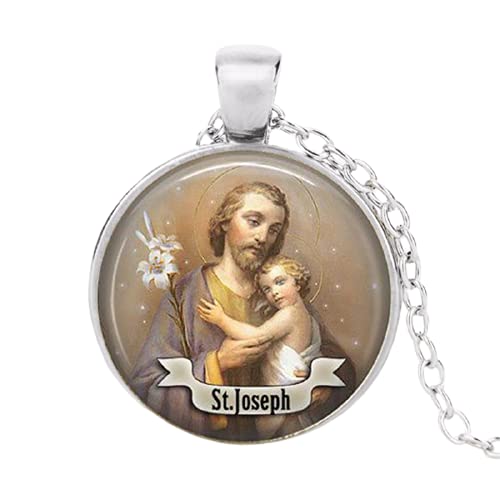 Collier ras du cou tendance 2017 avec pendentif logo St Joseph - Art fait à la main - Vintage - Bijoux pour femme - HZ1ec Cover