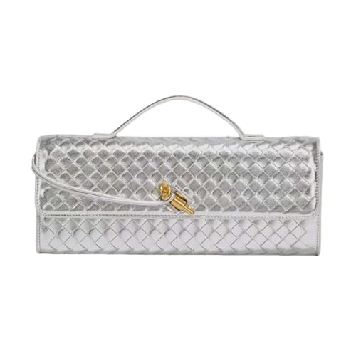 Image of Handmade Woven Evening Bag for Women Casual Clutch Purse Leather Shoulder Handbag Fashion Crossbody Bag