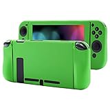 Pandaren Cover Skin Compatible for Nintendo Switch Consoles and Joycon 3in1 Silicone Case with Larger Hand Grip Protector(Green)