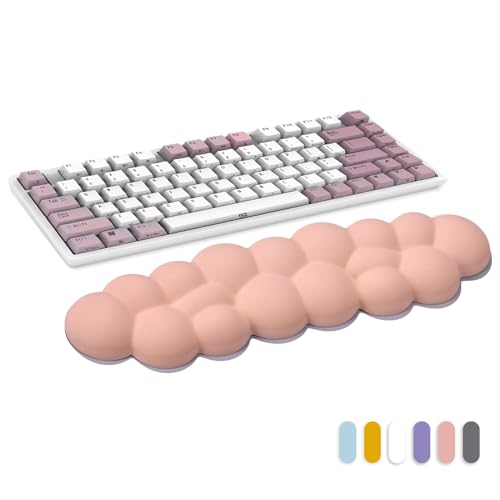 Image of Cloud Wrist Rest for Computer Keyboard, PU Leather Cloud Palm Rest Keyboard, Cute Wrist Pad for Keyboard, Wrist Support for Keyboard, Desk Accessories Keyboard Arm Rests for Wrists, (Pink)