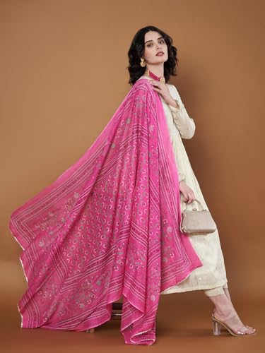Image of Women's Cotton Blend Floral Print Dupatta with 2.20 Meters | Women's cotton printed dupatta with tassels