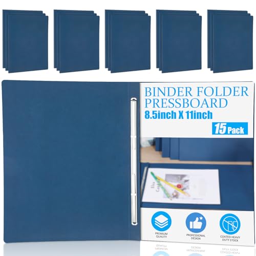 Zhanmai 15 Packs 8.5 x 11 Pressboard Report Covers Metal Prong Fastener with Compressor Letter Size 3 Capacity Presentation Report Folder to Neatly Bind Reports Proposals Documents(Blue)