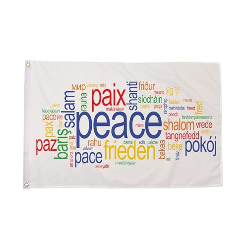 Bandera grande con palabras de paz de tela para jardin pancarta decorativa resistente al viento