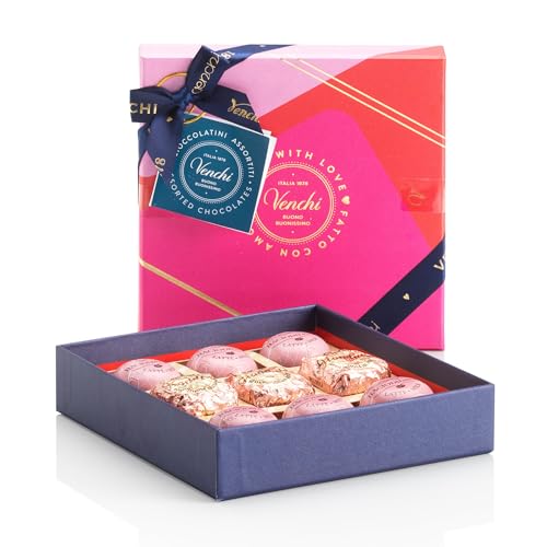 Venchi - Gift Box with 9 Chocolates BacioDiDama and Gianduia Chocoviar, Gluten Free, Valentine's Day Collection, 158 g, Gift Idea