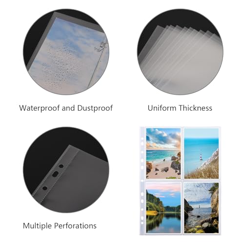 FWEEK 120 Stück Fotohüllen A4, Transparent Postkartenhüllen Fotohüllen DIN A4, Postkartenhüllen Transparent 4 Fach für Familien, Hochzeits, 10,5 x 15,2cm