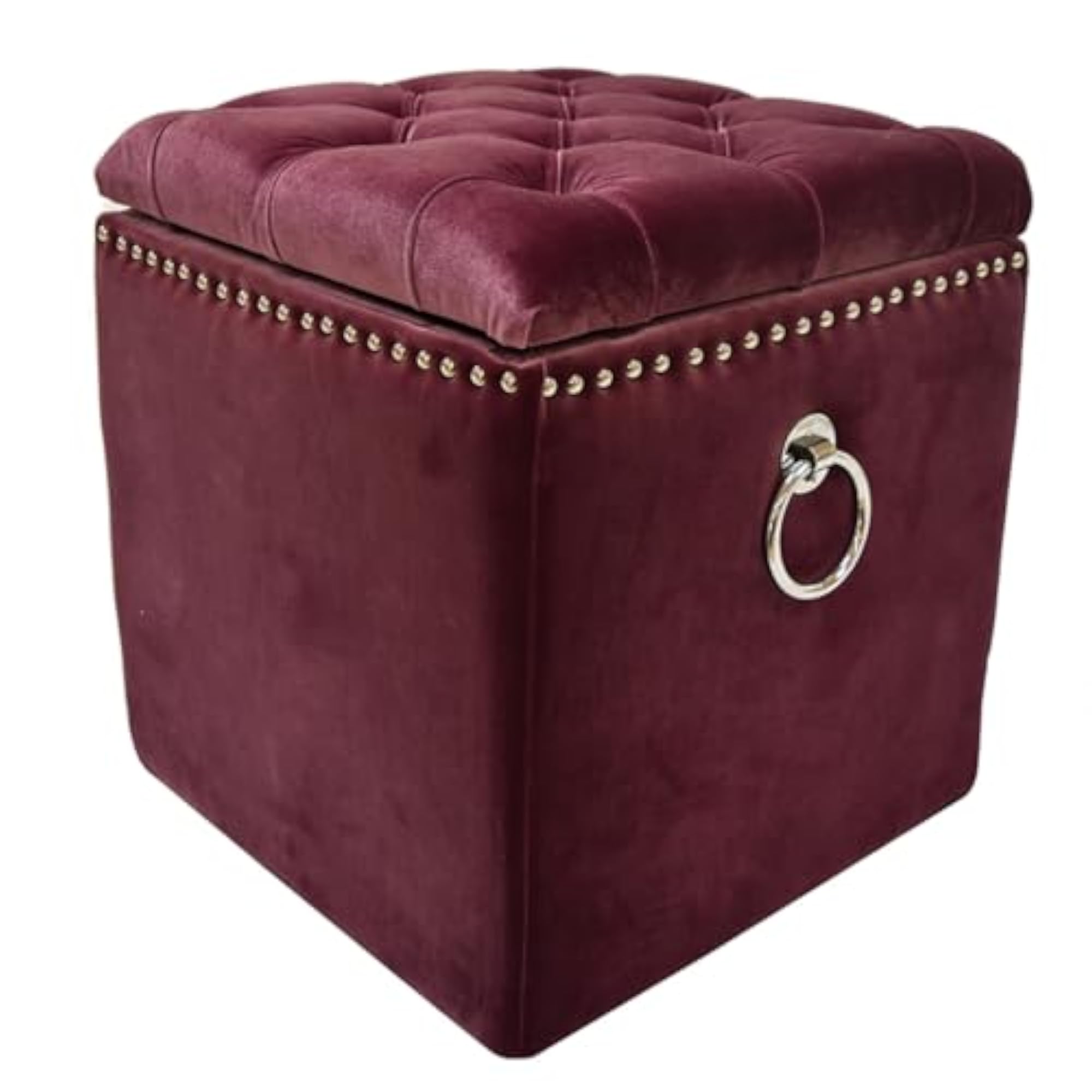 Ochre Velvet Round Storage Ottoman Coffee Table with Removable Lid, Brown