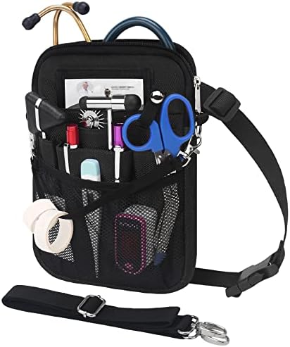 BOVKE Nurse Fanny Pack with Medical Gear Pockets, Tape Holder, Medical Bag Nurse Waist Pouch Organizer with Utility Storage for Stethoscopes, Bandage Scissors and Other Emergency Supplies, Black