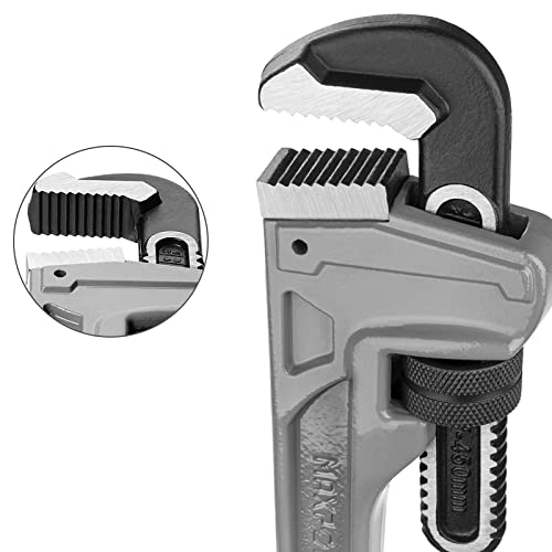 Maxpower Aluminum Pipe Wrench 18-Inch(450Mm), Heavy Duty Straight Pipe Wrench With Drop Forged, Heat-Treated Floating Hook Jaw And Light-Weight Cast Aluminum I-Beam Handle #TOP3