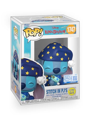 Epic Collectibles Pop Lilo and Stitch - Stitch in PJ's Vinyl Figure | Glows in the Dark, Limited Edition Exclusive Bundled with Box Protector Compatible for Funko