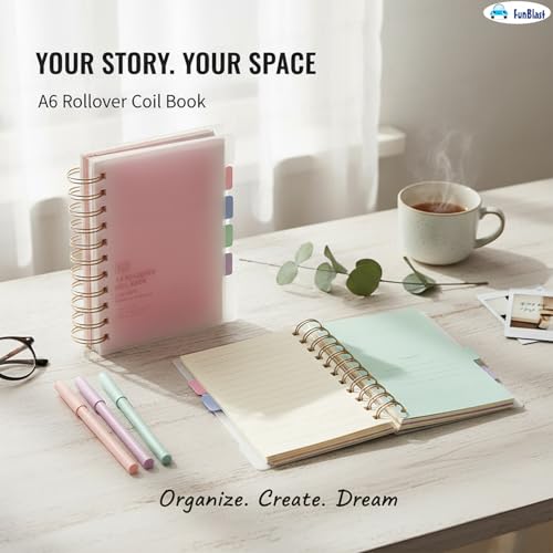 Image of FunBlast Diary for Girls - Spiral Notebook Diary, Ruled Notebooks for Boys & Girls, Cute Kawaii Stationery, Aesthetic A6 Size Journal Diary - 240 Pages (Pink)
