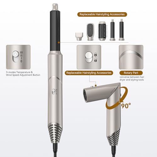Image of Blow Dryer Brush 5 in 1,Negative Ionic Magic Hair Styler,Hair Dryer Brush with Detachable Air Styler,Hot Air Brush for Women Volumizer,Straightener,Drying