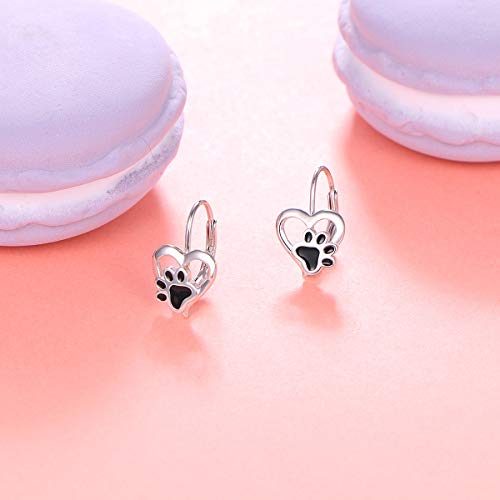 925 Sterling Silver Forever Love Puppy Paw Drop Lever Back Earrings For Women Girlfriend Gift #TOP3