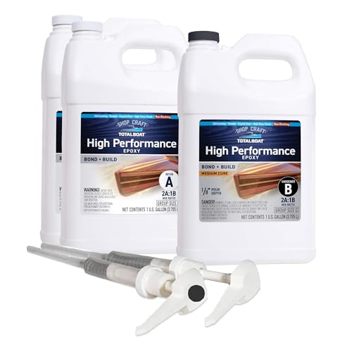 TotalBoat High Performance Epoxy Kit, Crystal Clear Marine Grade Resin and Hardener for Woodworking, Fiberglass and Wood Boat Building and Repair (3 Gallon, Medium)