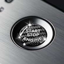 Car Push Start Button Cover, Carbon Fiber Engin Start Stop Buttons Cover, Ignition One-Button Starter Switch Decoration Sticker, Automotive Interior Accessories for Most Cars SUVs Black