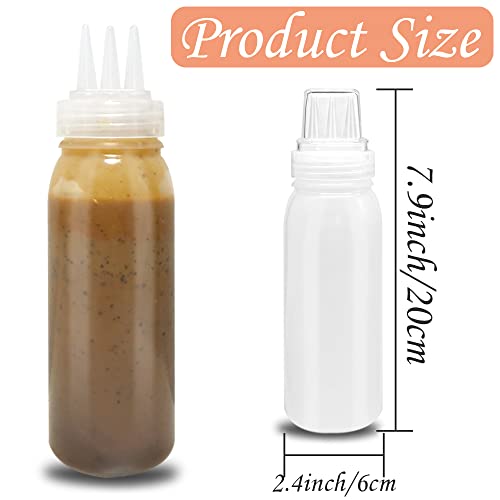 Niurewan 5 Pcs Porous Squeeze Condiment Bottles,13Oz Ketchup Mustard Dressing Squeeze Squirt Bottles,Sauce Dispenser For Salad,Olive Oil And More(3 Hole) #TOP1
