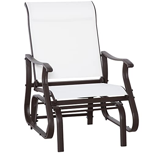 Outsunny Outdoor Swing Glider Chair, Patio Mesh Rocking Chair With Steel Frame For Backyard, Garden And Porch, White #TOP4