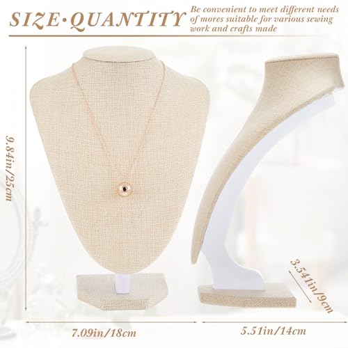 Huquary 6 Pcs Necklace Display Stand Necklace Holder Jewelry Bust Display Stands for Selling Home Store Trade Shows Photography Props Retail(Flaxen,Linen) - Thumbnail 3
