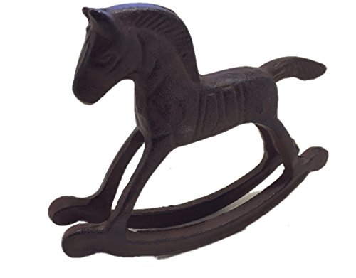Dekofigur 'Schaukelpferd' aus Gusseisen, außergewöhnliche Dekoration für Haus und Garten